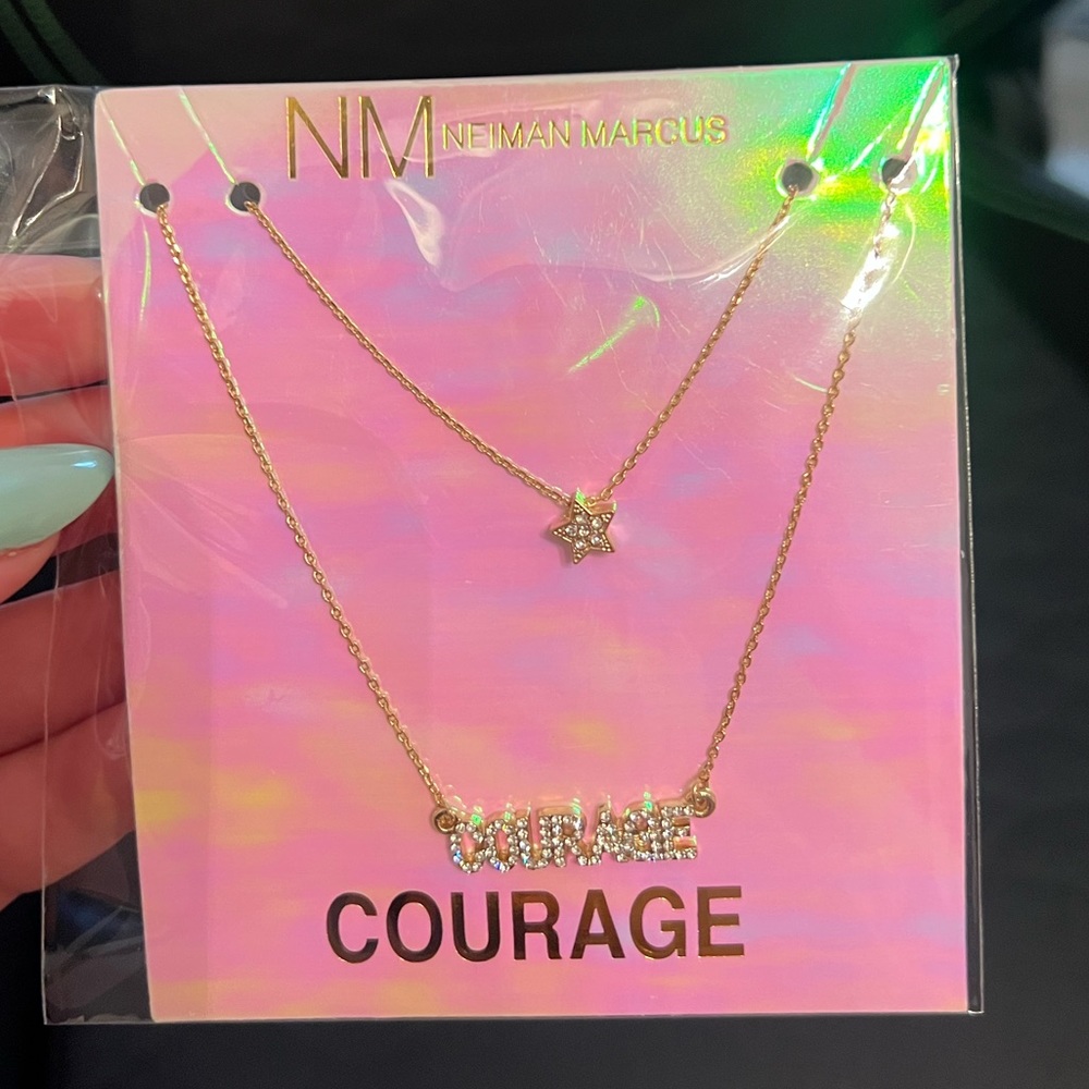 Neiman Marcus COURAGE crystal gold necklace, NWT, never worn, adjustable - Picture 8 of 8